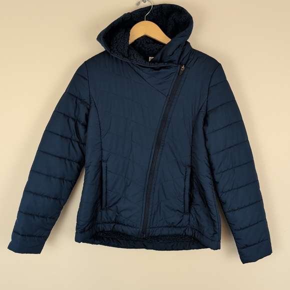 EQL By Kerrits Sherpa Lined Asymmetrical Zip Quilted Jacket - Navy - Picture 1 of 10